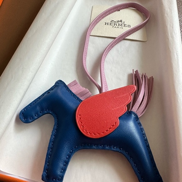 Hermes Bag Charm Rodeo Pegase PM, New in Box (Bleu France / Mauve Sylvestre) - Picture 2 of 6